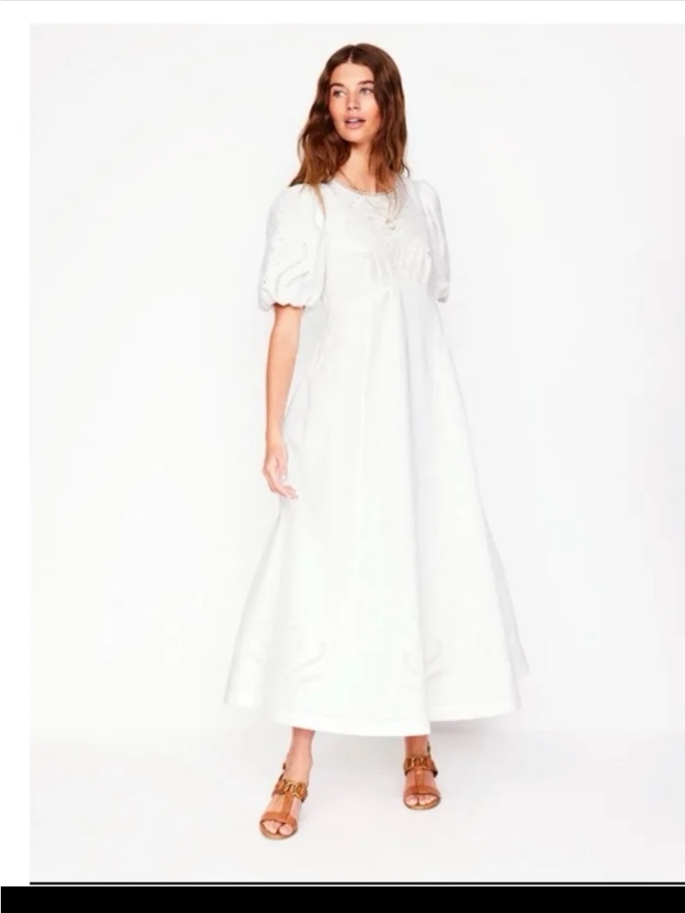 BODEN Empire Broderie Tea Dress in White size 14 - Picture 2 of 12
